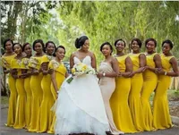 Bridesmaids Formal Dresses Mermaid Yellow Long Bridesmaids Dress Lace Summer Beach Wedding Guest Plus Size Maid of Honor Dresses Prom Gowns