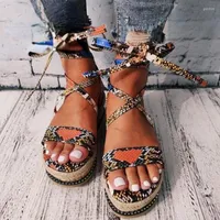 Sandals Women's Summer Fashion 2023 Bare Feet Lace Open Toe Round Snake Pattern Ladies Platform Shoes