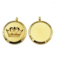 Pendant Necklaces 1pc Elegant Golden My King Queen Couple Crown Stainless Steel 30MM Screw Essential Oil Locket Necklace