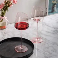 Wine Glasses European Pink Crystal Goblet Red Burgundy Bordeaux Champagne Cup Sparkling Glass For Birthday Wedding Gift