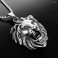 Pendant Necklaces Granny Chic Lion Necklace Mens Chain 316L Stainless Steel Box Curb Link Silver Color Gold Color Fashion Jewelry Gift
