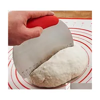 Baking Pastry Tools 1Pcs Pizza Dough Scraper Cutter Stainless Steel Cake Bread Diy Supplies Shaving Bakeware Drop Delivery Home Ga Dh6So