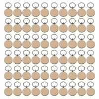 Keychains Lanyards 60Pcs Blank Round Wooden Chain Diy Wood Tags Can Engrave Gifts 230131