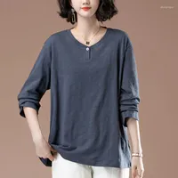 Women's T Shirts Women Clothings For Middle-Age Loose Cotton Tops With Over Size O-neck Big Autumn & Winter