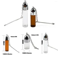 Garrafas de armazenamento 1pc glas snuff snorter fles pil doos met metalen lepel sniffer recipiente opslag 36mm/57mm/72mm