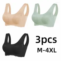 Bras Vip Link 3pcs Plus 4XL Latex Bra Seamless For Women Underwear BH Push Up Bralette With Pad Vest Top
