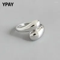 Cluster Rings YPAY Authentic 925 Sterling Silver Ring Bague Femme Water Drop Design Open For Women Wedding Fine Jewelry YMR711
