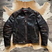 Men's Jackets Tailor Brando J-168 Italy Core Horse Leather Vintage Cool Motorcycle Rider Stand-up Collar Jacket