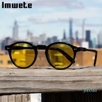 Imwete Retro Round Sunglasses Women Men Vintage Green Sun Glasses Shades for Female Brand Designer Outdoors Eyewear