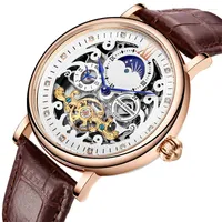 Wristwatches Tourbillon Skeleton Watch Automatic Men Mechanical Wristwatch Big Size Timepiece Male Luxury Chronograph Moon Phase Clock Uhr