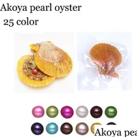 Pearl Wholesale Red Shell Akoya 67Mm Mix Colors Seawater Round Oyster For Diy Making Necklace Bracele Earrings Ring Jewelry Gift Dro Dhgbl