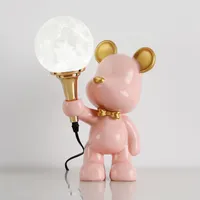Table Lamps Creative Hug Bear Cartoon Children Room LED Night Light Bedroom Sleep Bedside Atmosphere Lamp Girl Birthday Gift Sconce