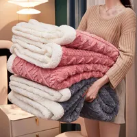 Blankets Thickened Warm Taff Blanket Double Sided Lamb Cashmere Fleece Plaid Winter Sofa Cover Born Wrap Kid Bedspread