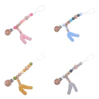 Pacifier Holders Baby Clips Silicone Teether Wooden Feather Anti-Drop Chain E2567