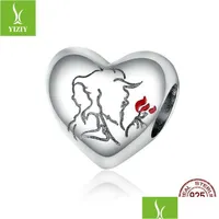 Charms Bamoer Love Sketch Metal Beads Women Charm Jewelry Making 925 Sterling Sier Plated Platinum Fit Original Bracelet Diy Bsc321 Dhd24