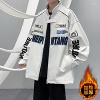 Men's Jackets Winter Thicken Men Korean Streetwear Warm Letter Graphic Casual Man Baseball Coats Hip Hop Unisex Outerwear