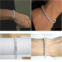 Charm Bracelets Fashioh Crystal Tennis Bracelet Zircon Beads Men Bangle Chains Strand For Women Pseiras Bijoux Sier Drop Delivery Jew Dhvjp