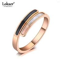 Wedding Rings Trendy Titanium Stainless Steel Fine Brand Jewelry Acrylic & Shell Bridal Engagement Ring For Women R19123