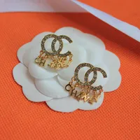 Stud earring designer for woman clover diamond channel women ohrringe earings stud earrings crystal rhinestone gold silver plated earings jewelry luxury party