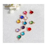 Charms Rose Gold Birthstone Rhinestones 8.7Mm Charm Glass Pendant Diy For Jewelry Making Necklace Bracelet Drop Delivery Findings Com Otyxw