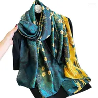 Шарфы визуальные оси дизайнерские шарф для печати деревьев женщины шелк шелк