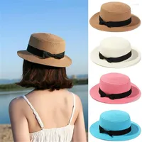 Wide Brim Hats Casual Flat Visors Breathable Straw Cap Beach Hat Panama Sun