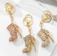 American New Pingente Diamond Diamond Craved Hollow High Heels Metal Backpack Keychain fofo ins Little Creative Gifts