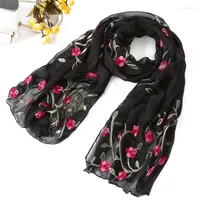 Scarves 2023 Fashion Spring Summer Women Flower Embroidery Silk Scarf Shawls Soft Female Wraps Beach Sunscreen Hijab