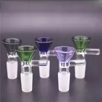 Thick Bowl Piece for Glass Bong slides Funnel Bowls Pipes 5mm bongs smoking color pink heady wholesaler oil rigs pieces 14mm 18mm