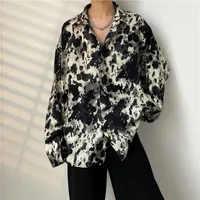 Men's Casual Shirts Stylish Printed Lapel Button Loose Tie Dye Men's Clothing 2023 Spring Tops Long Sleeve All-match Korean Shirt