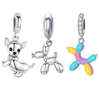 Charms WOSTU 925 Sterling Silver Pet Balloon Dog Pendant Animal Beads For Women Fit Original Bracelets Necklace Jewelry Making 230131