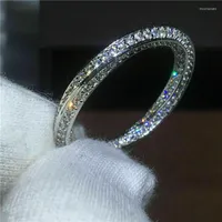 Wedding Rings Luxury White Crystal Promise Engagement Ring Pave Cz Band For Women Bridal Statement Party Gifts Jewelry