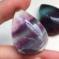 Pendant Necklaces Wholesale Colorful Fluorite Natural Stone Pendants Water Drop Necklace Lucky For Women Men Rope Chain Crystal Jewelry