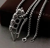 Pendant Necklaces Men's 316L Stainless Steel Knuckle Duster Skull Knuckles Necklace