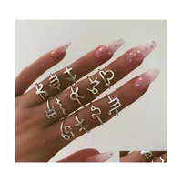 Band Rings Fashion Jewelry Sier Knuckle Ring Set Vintage Twee Constellation Stacking Midi 12Pcs Set Drop Delivery Dhwdr