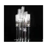 Party Decoration Square Bottom Candlestick Candle Holder Road Lead Flower Stand Wedding Clear Tall Table Centerpiece Ab0267 Drop Del Dhvhx