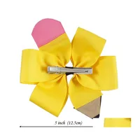 Party Favor 5Inch Fashion Kid Bow Hairpin Hair Clips Girls Large Bowknot Barrette Girl Manual Ribbon Bows Clip Children Accessories Dhbwk