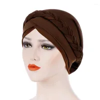 Ethnic Clothing Bohemia Style Women Turban Hat Fashion Braid Knot Lady Head Scarf Hijab Muslim Inner For Hair Accessories Loss