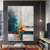 Paintings Est Design Blue Abstract Oil Painting Handmade On Canvas Mural For Living Room Decor Wall Art Picture As A Present