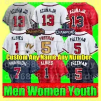 Custom 2023 Men Women Youth WS Gold Program jersey Dansby Swanson 13 Ronald Acuna Jr. Ozzie Albies 28 Matt Olson Freddie Freeman 27 Austin Brave Riley Baseball Jerseys