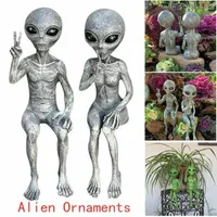 Garden Decorations Outdoor Space Alien Ornaments Resin Statue Figurine Home Decoration Gift Yard Miniatures