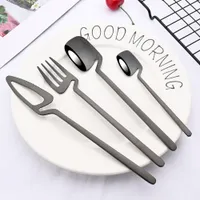 Dinnerware Sets 2 4 6 Western Black Tableware Stainless Steel Flatware Cutlery Kitchen Knife Fork Spoon Luxury Wedding 230201