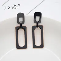 Dangle Earrings JZTOP Geometry Square Drop Woman Retro Black Long Rectangle Earring Female Statement Jewelry