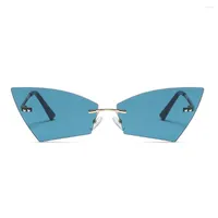 Sunglasses 2023 Frameless Square Men Women Metal Sun Glasses Solid Color Ocean Lens Eyewear UV400 FML