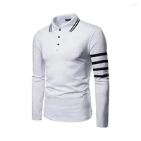 Men's T Shirts Ly Men Spring Long Sleeves T-shirts Turn-down Collar Slim Fit Patchwork Pullover Tops DO99