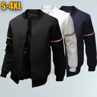 Men's Jackets Autumn And Winter Men's Fashion Pure Color Long-sleeved Sports Outdoor Jacket Black White Navy Blue Casual Baseball