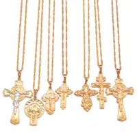 Pendant Necklaces Anniyo Charm Cross Neckalces For Women Orthodox INRI Jesus Jewelry #080704Pendant
