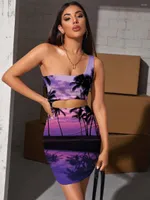 Casual Dresses Giyu Brand Landscape Women Coconut Tree 3d Print Cloud Bodycon Dress Sunset Hollow Out Womens Clothing
