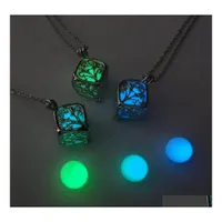 Pendant Necklaces Tree Of Life Dark Luminous Beautifly Sier Color Chain Necklace Glowing In Collares Maxi Choker Drop Delivery Jewel Dhdoa
