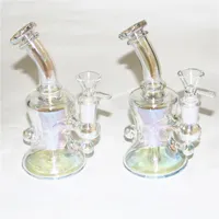 Glass Bongs Hookahs 6.1 Inch Mini Oil Dab Rigs Beaker Metallic Color Glass Water Pipes 14mm Joint With Bowl